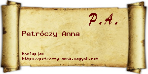 Petróczy Anna névjegykártya