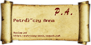 Petróczy Anna névjegykártya